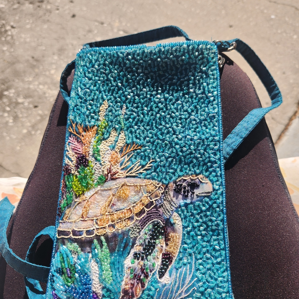 Bamboo Traders Blue Embroidered Crossbody Bag